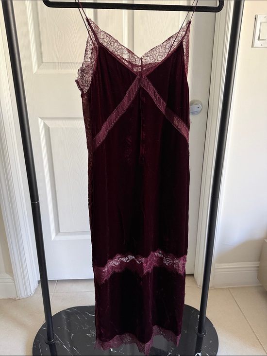 All Saints Dresses & Skirts - All Saints Burgundy Velvet Lace Slip Dress